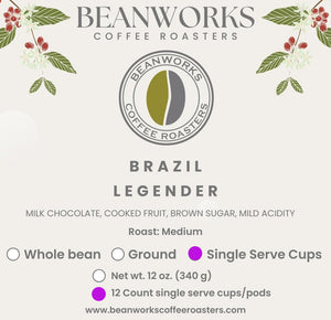 BRAZIL - LEGENDER 12 COUNT Single serve cups / pods