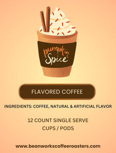 PUMPKIN SPICE "FLAVORED COFFEE" 12 COUNT SINGLE SERVE CUPS / PODS