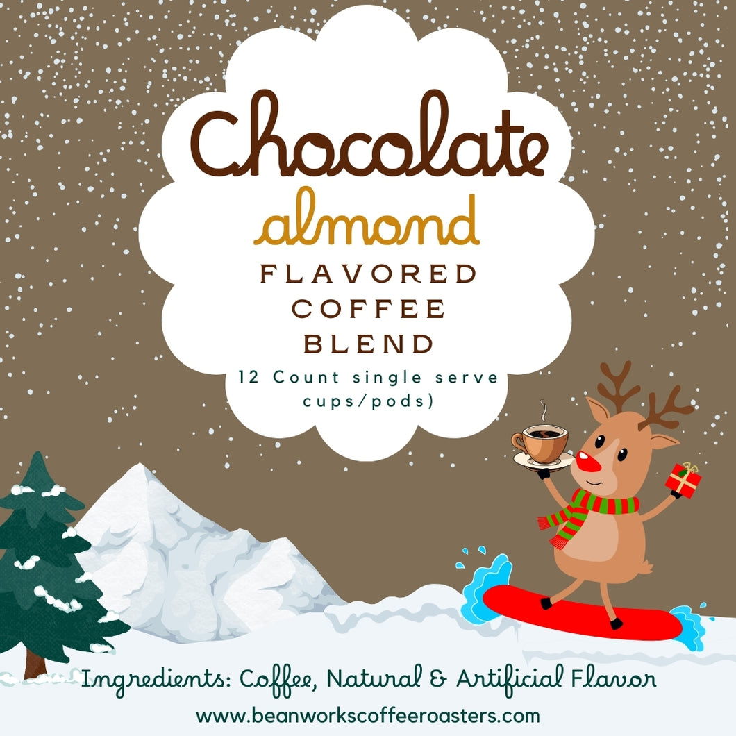 CHOCOLATE ALMOND *FLAVORED COFFEE 12 COUNT SINGLE SERVE CUPS / PODS